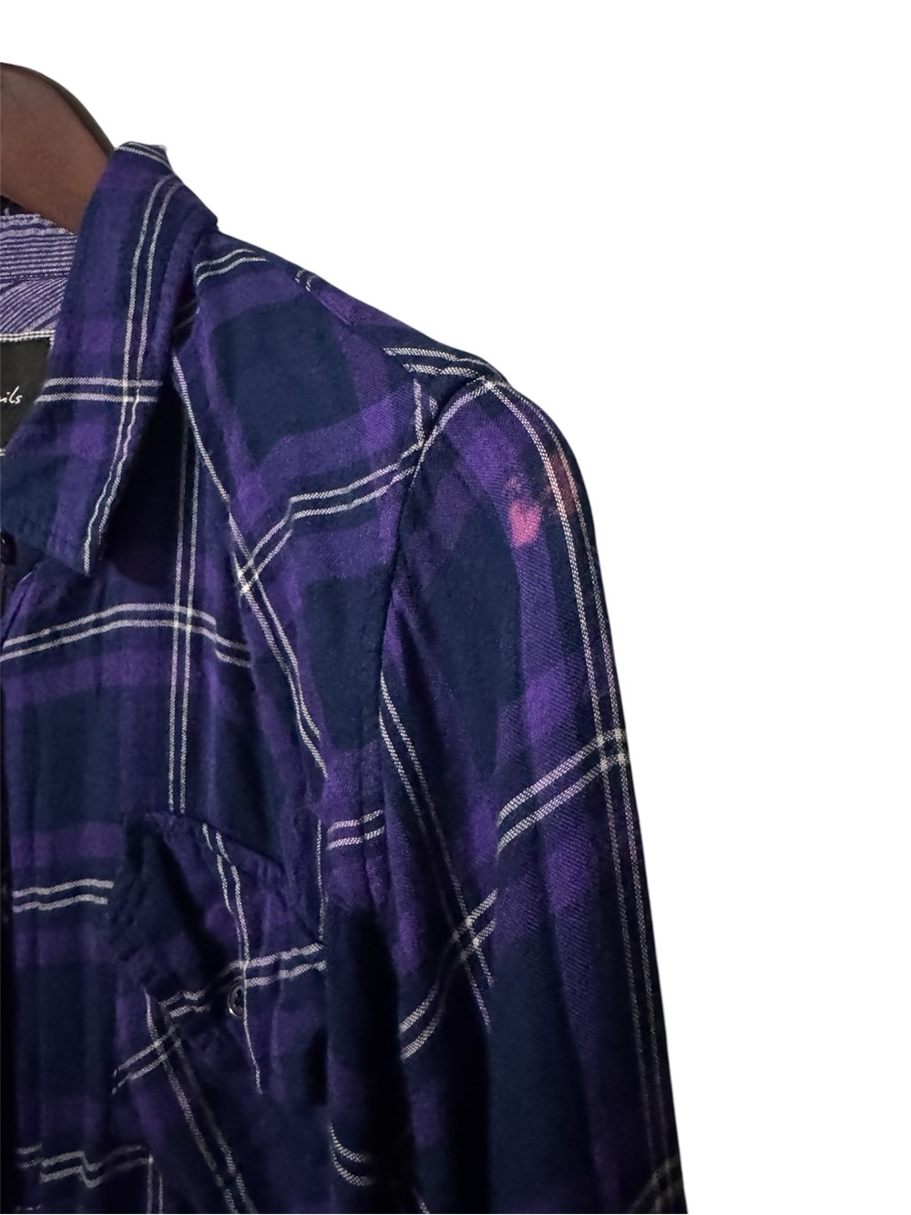 Rails Purple Plaid Button-Up Shirt | Lightweight | Size L - Picture 4 of 7